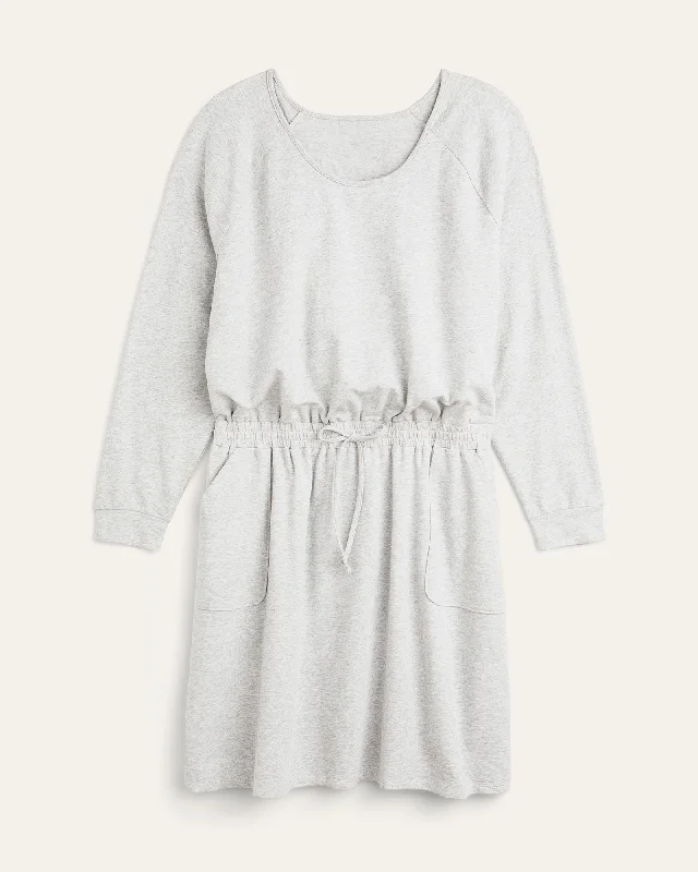 Women's shirt dress muted floral -Lindsay Sweatshirt Dress | Light Grey