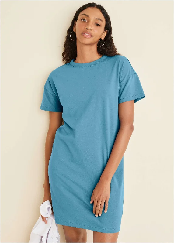 Women's shirt dress subtle denim -T-Shirt Dress - Blue