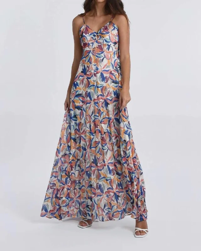 Ladies maxi dress ombre -Printed Long Maxi Dress in Blue Donna | Blue Donna