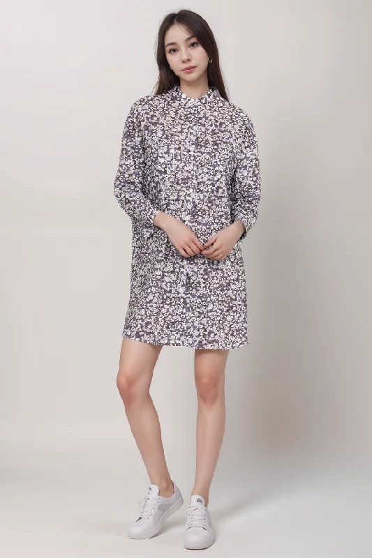 Women's shirt dress bold navy -Johnny Was Calme Mandarin Collar Shirt Dress O31012 Boho Chic