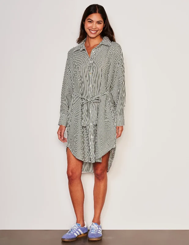 Women's shirt dress casual flow -Sundry Shirttail Easy Dress in Fern