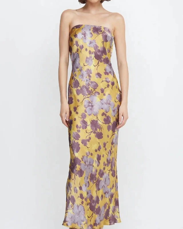 Ladies maxi dress airy fabric -Moondance Strapless Maxi Dress In Golden Violet | Golden Violet