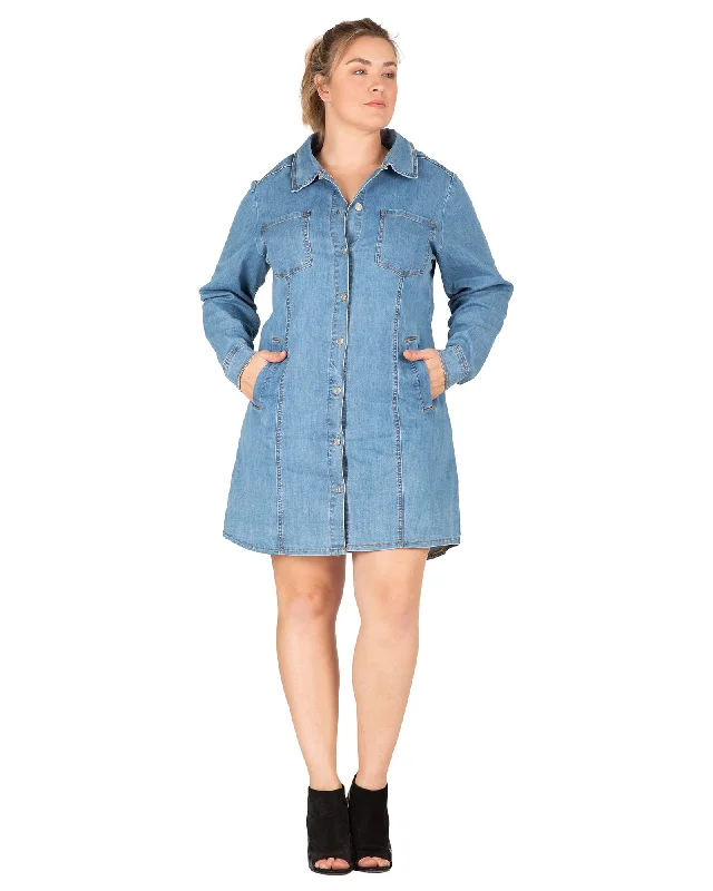 Women's shirt dress crisp white -Hadley Denim Shirt Dress | Medium Blue