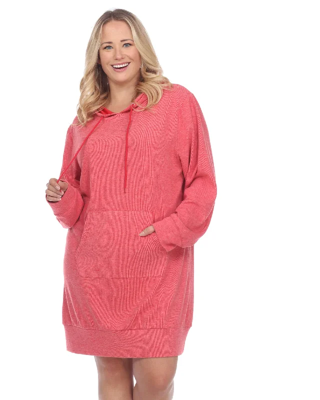 Women's shirt dress summer taupe -Hoodie Sweatshirt Dress | Red