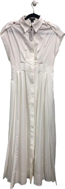 Women's shirt dress buttoned hem -Karen Millen White Pleated Shirt Dress UK 6