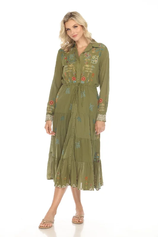 Women's shirt dress casual check -Johnny Was Workshop Scara Western Tiered Shirt Dress W32723-E Boho Chic