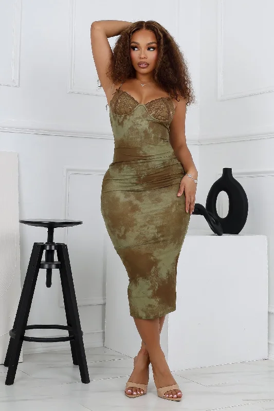 Women's midi dress special occasion -Be My Next Mesh Wire Bust Midi Dress