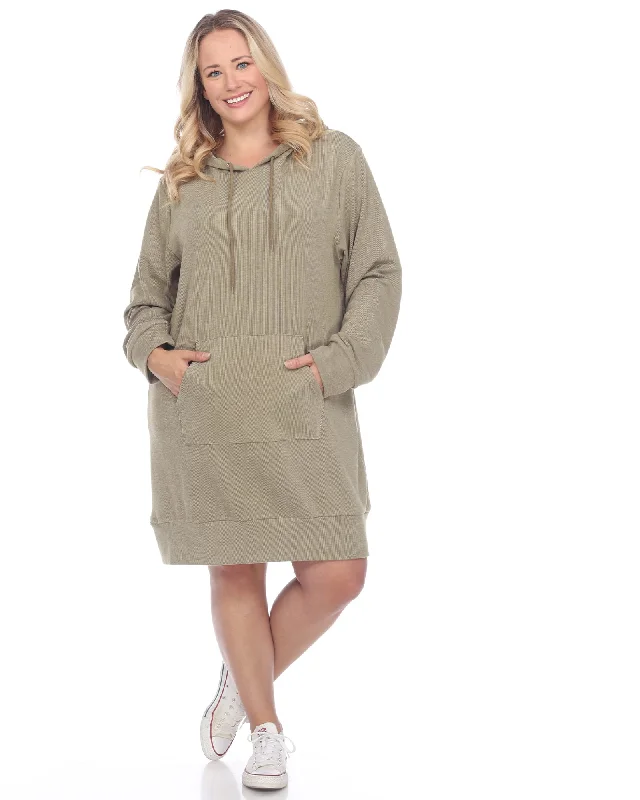 Women's shirt dress casual navy -Hoodie Sweatshirt Dress | Green