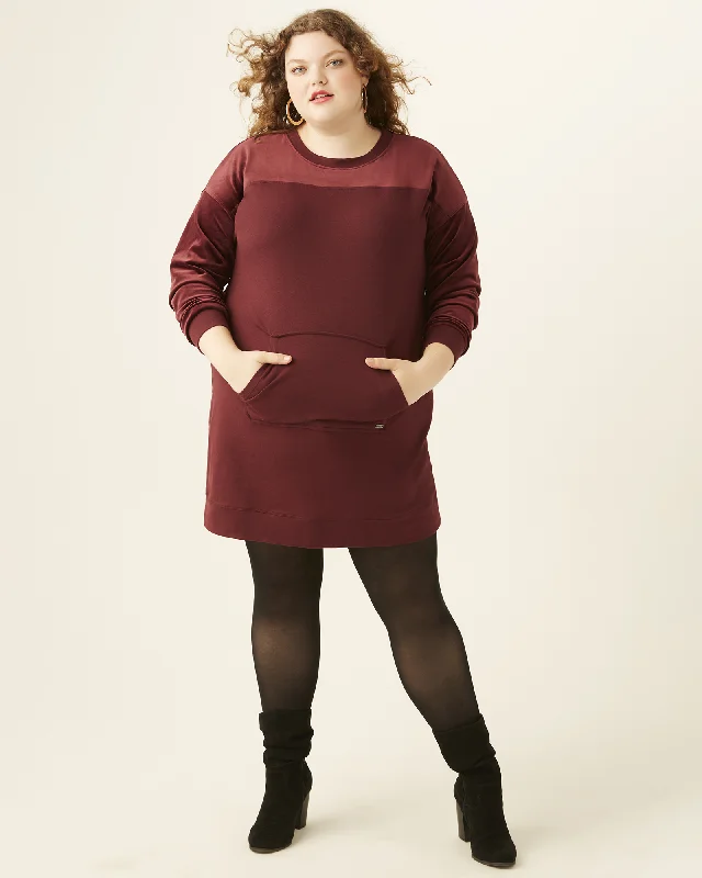 Women's shirt dress soft beige -Sophia French Terry Sweatshirt Dress | Burgundy