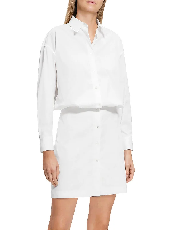 Women's shirt dress summer getaway -Womens Collared Short Shirtdress