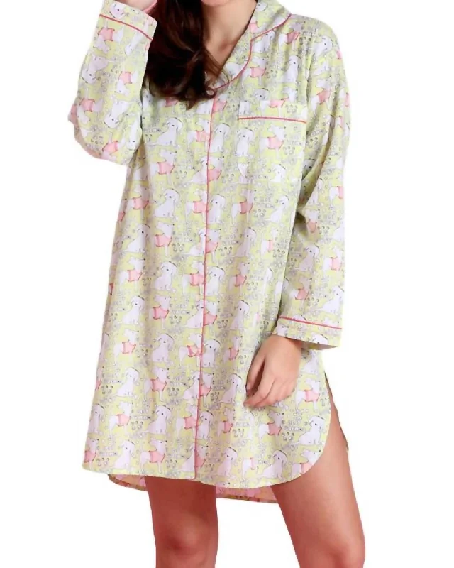 Women's shirt dress textured cotton -Woof Friends Nightshirt In Multi | Multi