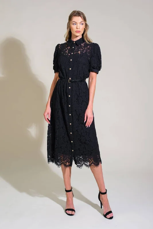 Women's shirt dress soft cotton -TIMID TO TENACIOUS WOVEN LACE SHIRT DRESS