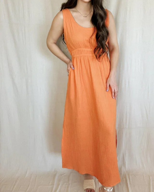 Women's midi dress breathable -Malibu Midi Dress In Orange | Orange