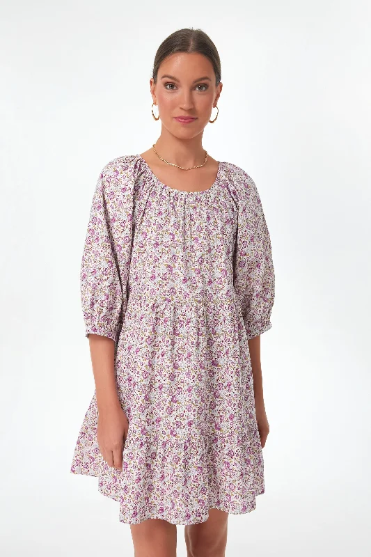 Ladies mini dress indigo -Lilac Floral Huckleberry Mini Dress