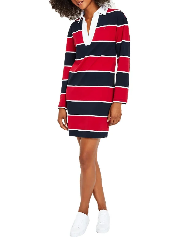 Women's shirt dress lightweight check -Womens Logo Knee Shirtdress