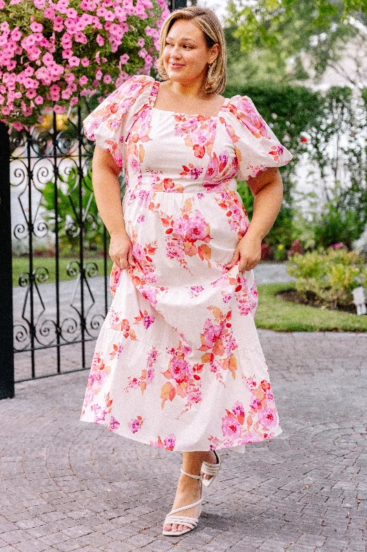 Women's maternity dress fall -Cassidy Hot Pink Floral Dress - DM Exclusive - Maternity Friendly - Restocked