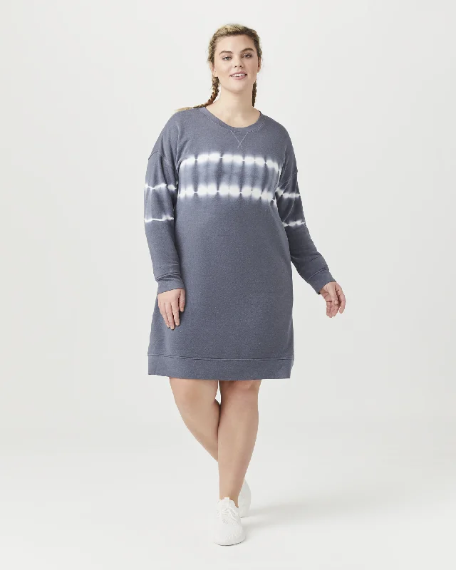 Women's shirt dress dusty pink -Jadyn Sweatshirt Dress | Azure Blue / White