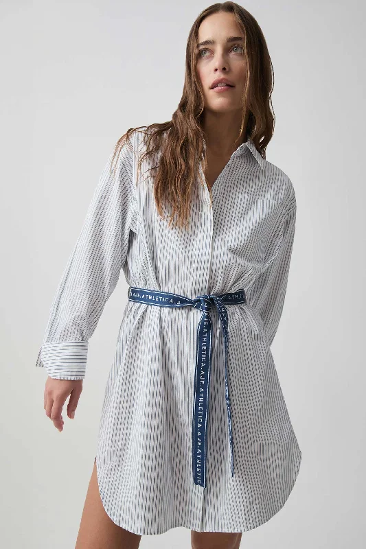 Women's shirt dress soft chambray -Belted Logo Shirt Dress 824