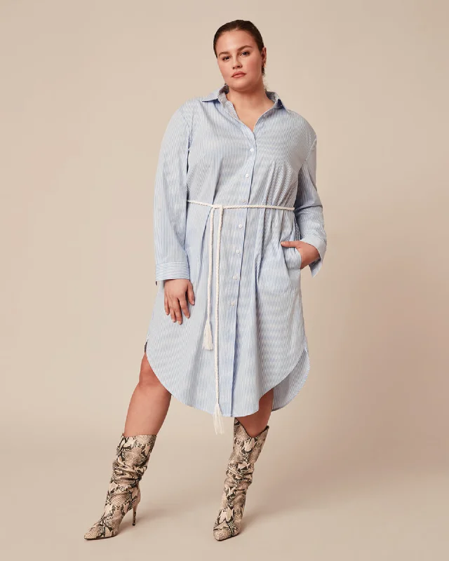 Women's shirt dress summer coral -Amena Shirtdress | Light Blue / White