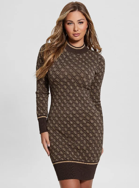 Ladies mini dress yellow -Brown Lise Logo Mini Dress