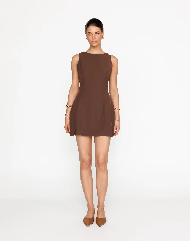 Ladies mini dress beige -Cordelia Mini Dress (Cocoa)