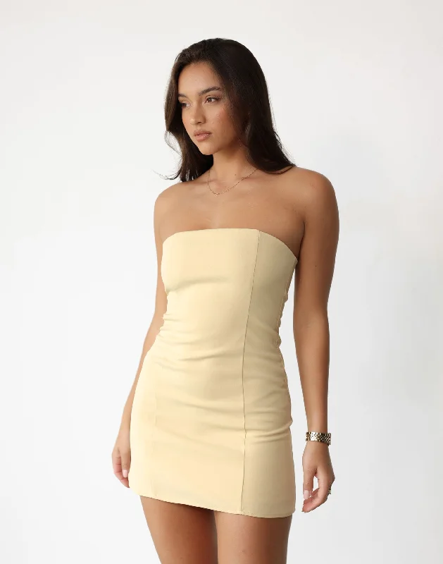 Ladies mini dress sand -Eleanor Mini Dress (Buttermilk)