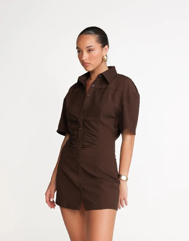 Ladies mini dress mint -Etta Mini Dress (Chocolate)