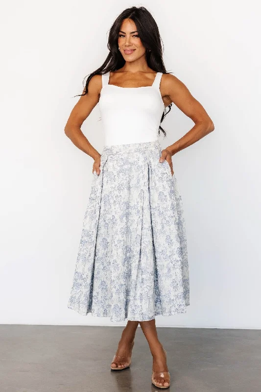 Women's midi dress gradient -Jeanne Pleated Midi Skirt | Pearl + Light Blue