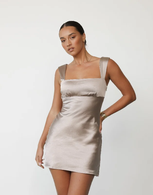 Ladies mini dress scoop neck -Mimosa Mini Dress (Ash)