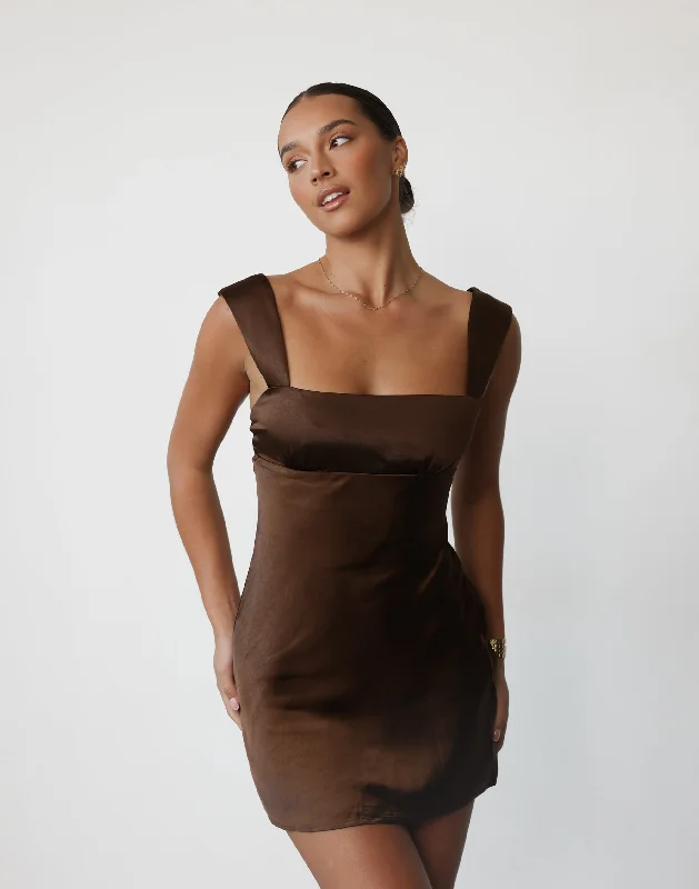 Ladies mini dress slip -Mimosa Mini Dress (Walnut)