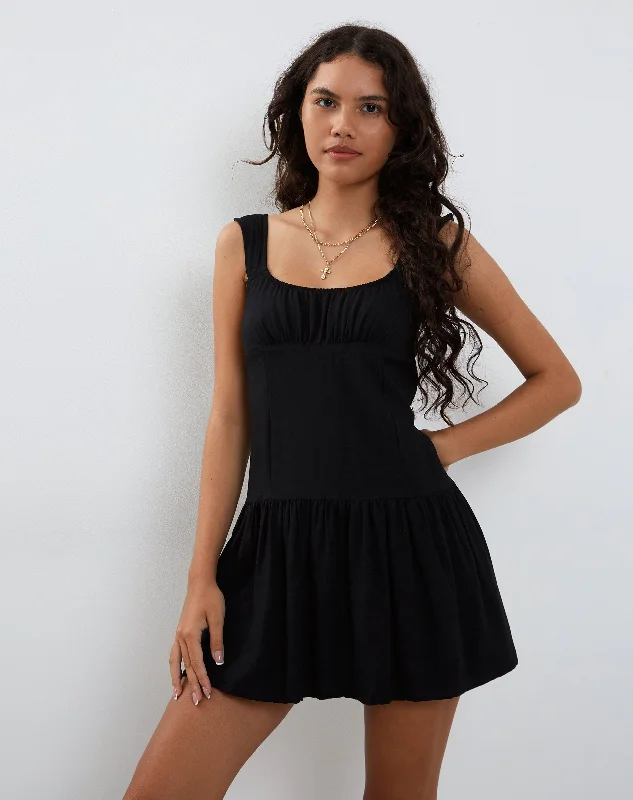 Ladies mini dress keyhole -Nihao Mini Dress in Black