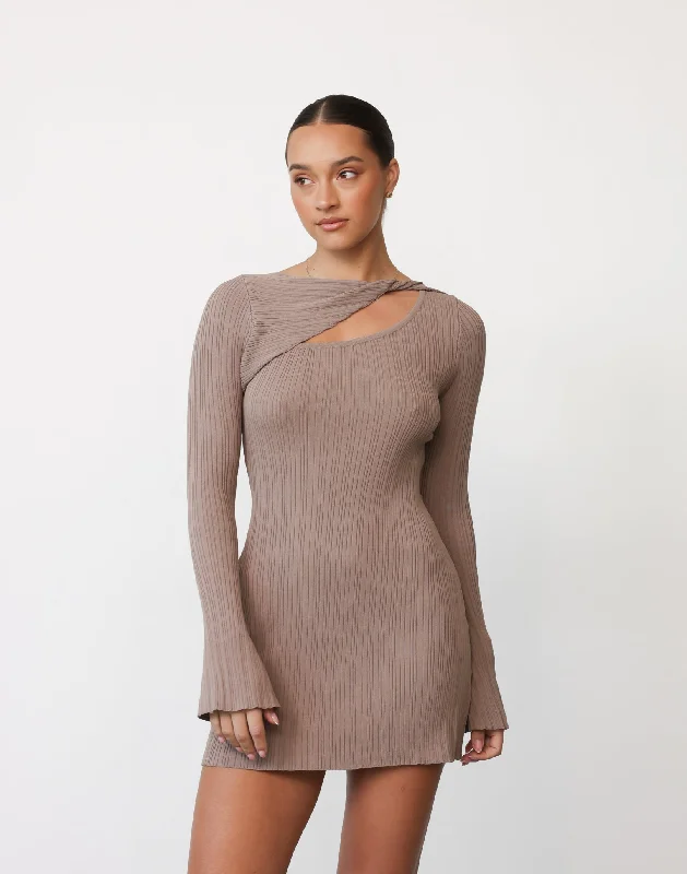 Ladies mini dress blush -Yasmin Mini Dress (Mocha)