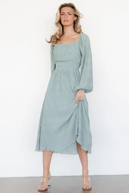 Women's midi dress party -Dalton Pleated Midi Dress | Light Sage